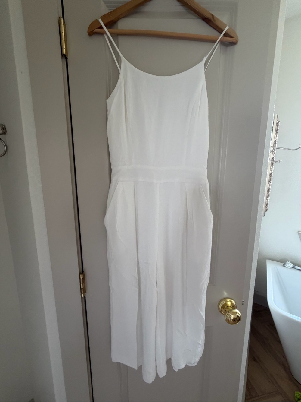 1. State White Spaghetti-Strap Midi Jumpsuit